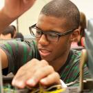 Physics major Breylon Riley strings circuits together