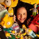 Karma Waltonen, surrounded by "The Simpsons" memorabilia