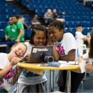 Students having fun with robots at the RoboPlay Competition. 