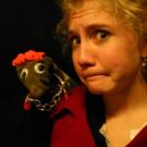 Claire the amnesiac (played by Sarah Stockdale) and a puppet are among the characters in Fuddy Meers.