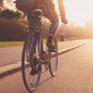 Bicyclist on paved street