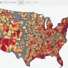 U.S. map showing shades of color.