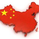 Graphic: Map of China with red national flag over it