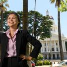 Julianne Cravotto stands in front of the State Capitol