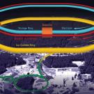 Electron-Ion Collider rendering, showing circular rings