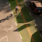 Photo: Green lanes for bicycles in the center of the Dairy Road extension