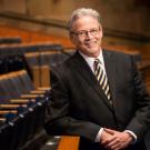 Photo: Music professor emeritus D. Kern Holoman, in Jackson Hall, Mondavi center for the Performing Arts.