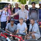 Students and staff (and bicycles) in posed picture