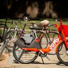 A JUMP Bike parked at UC Davis.