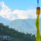 A village against a mountain backdrop in Nepal