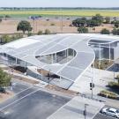 Photo: Manetti Shrem Museum exterior, aerial.