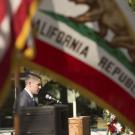Nick Chase speaks at a Memorial Day ceremony at UC Davis.