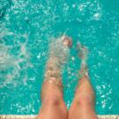 Students dip their feet in the rec pool.