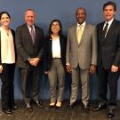 Panelists at a UC Regents meeting.