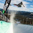 Photo: Brita Sigourney doing a trick in the half-pipe.
