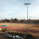 Bleachers being removed at Toomey Field.