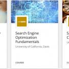 Three course titles from the UC Davis Coursera catalog