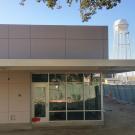 Clinic building, corner, with glass