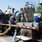 A water flushing truck.