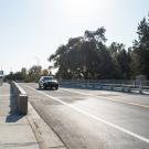 New bridge showing extra width for bike lanes and full-width sidewalks.