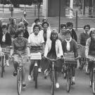 Women on bikes, 1962, black-and-white photo