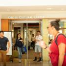 Students Walking In Front of the Cross Cultural Center