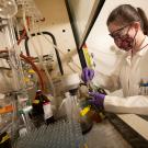 Student working in chemistry laboratory