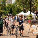 People walk on Third Street in Davis