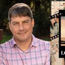 Man's headshot on left, and a slide row of photos of couples on right