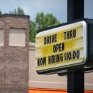 For-hire sign on fast-food establishment 