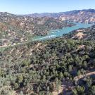 aerial view of forest and mountains around Lake Berryessa