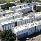 Aerial photo of Orchard Park on-campus housing buildings