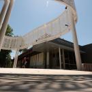 Gorman museum photo of front with lattiice work and entrance