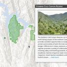 Screen shot of interactive map zeroing in on Stebbins Cold Canyon reserve as an example of UC Davis public outreach