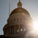 Sunlit California state Capitol building, photograph with sun flare