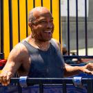 Chancellor Gary S. May in the dunk tank