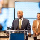 Chancellor Gary S. May at lectern