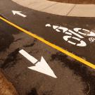 bike lanes pointing in different directions