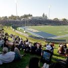 Students watch UC Davis football game.