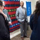 Gary S. May speaks to students and staff at the Native American Academic Student Success Center.