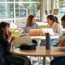 Students work on their laptops in the International Center at UC Davis