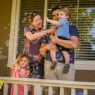 Pandemic Portrait, family blows bubbles