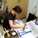 Studio picture of artist working.