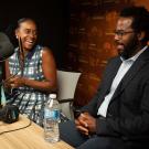 Maisha Winn and Torry Winn sit at table during interview.