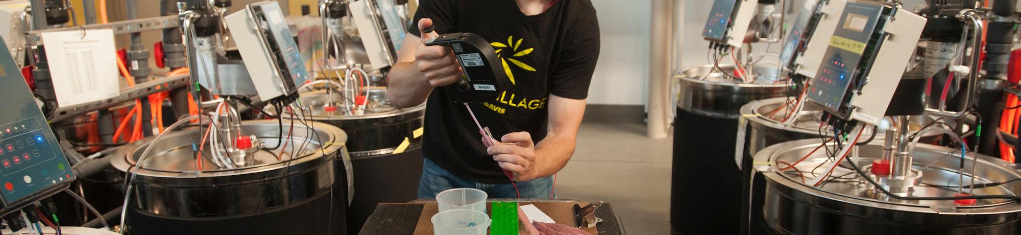 A student works with chemical samples