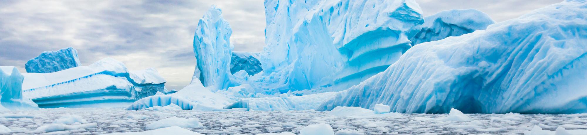 A glacier melting into the ocean