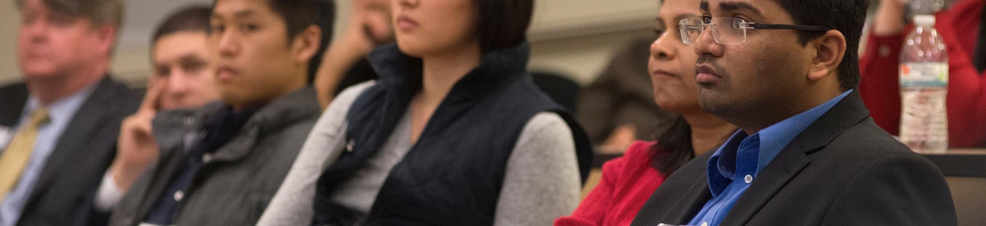 Students concentrate during a UC Davis Graduate School of Management class