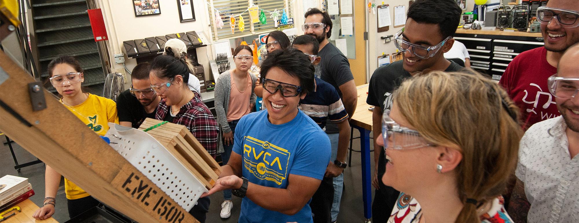 students working in an engineering lab