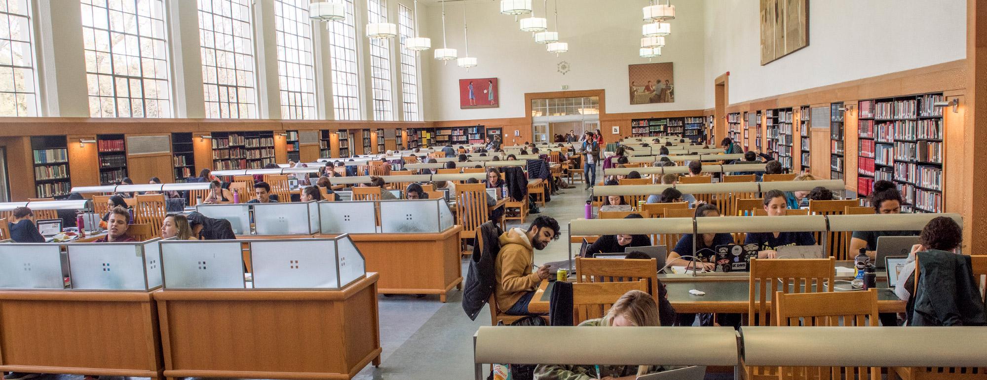 A view inside the reading room in Shields Library
