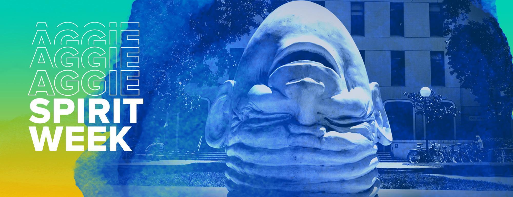artistic graphic depicting uc davis egghead and spirit week